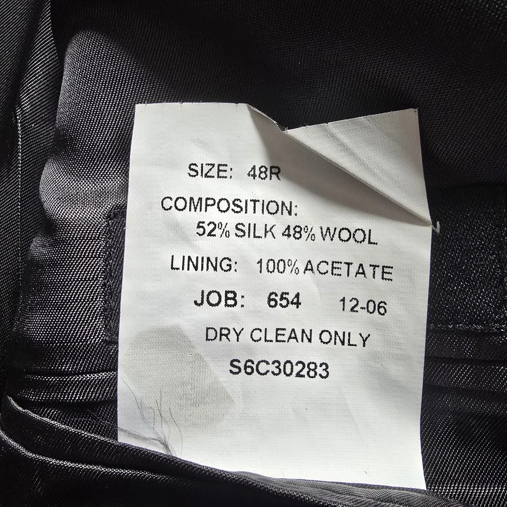 Jos A Bank Mens 48R Silk‎ Wool Blend Glen Plaid Blazer Sport Coat Black White